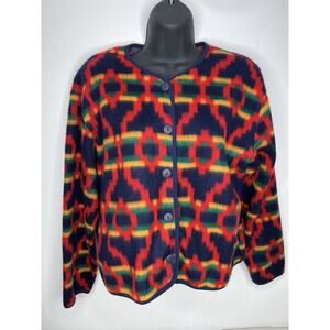 Vintage David Wayne Red Fleece Sweater Button Women’s Size Medium